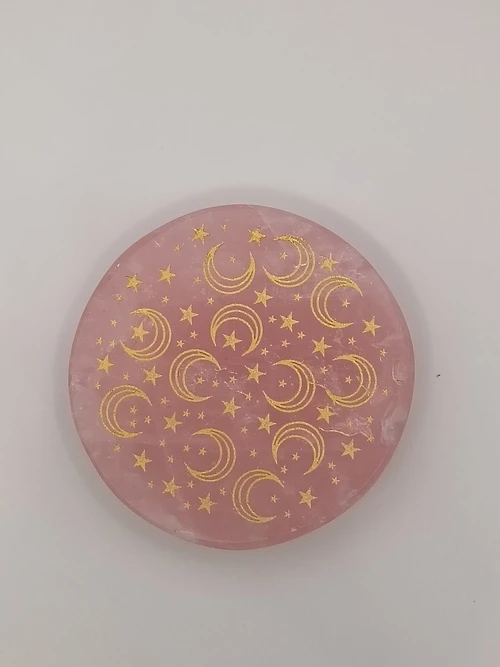 Disque quartz rose étoiles et lunes