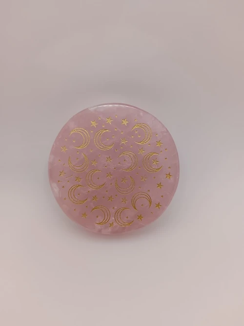 Disque quartz rose étoiles et lunes