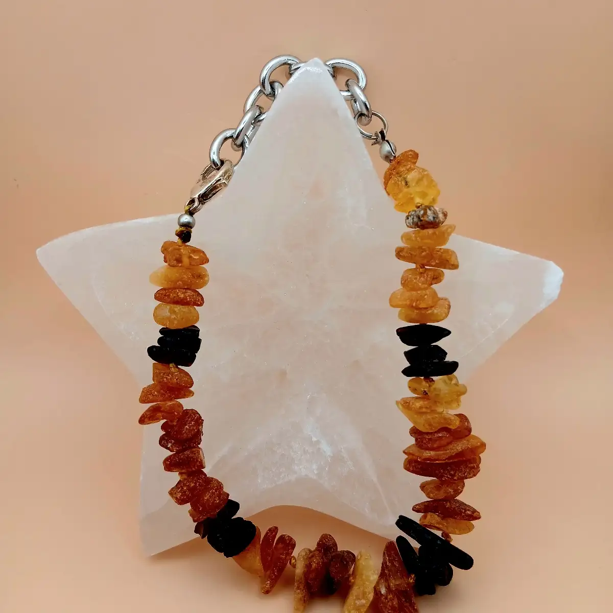 Collier Anti-Puces et Anti-Tiques en Ambre Naturel avec Chaîne – 20/25 cm