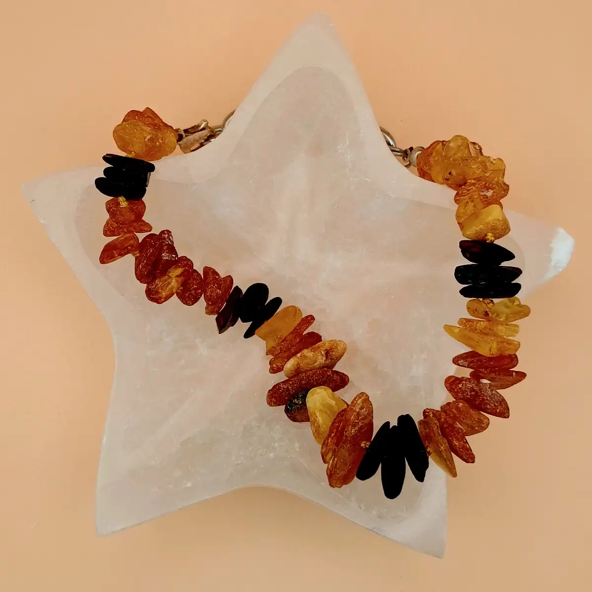 Collier Anti-Puces et Anti-Tiques en Ambre Naturel avec Chaîne – 20/25 cm