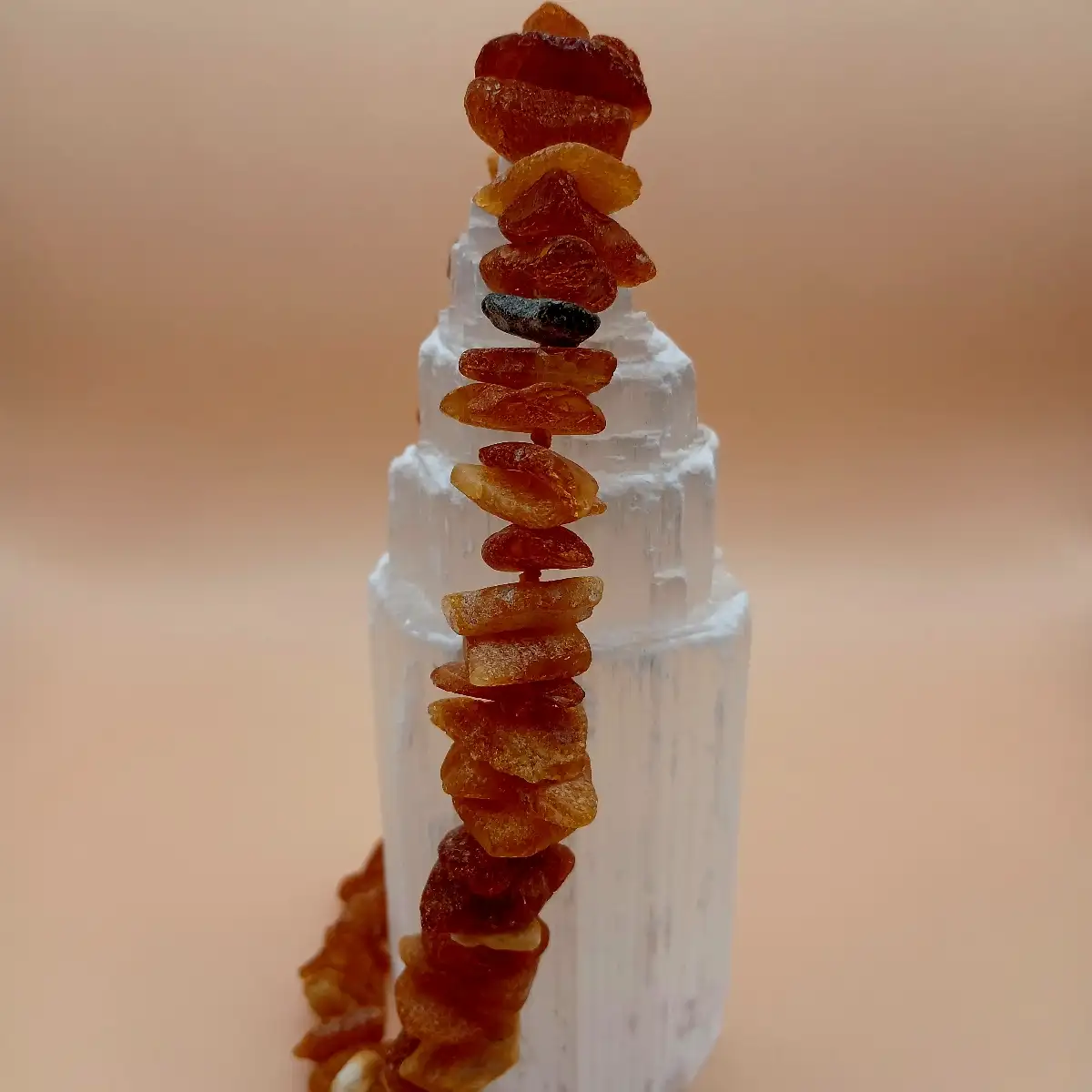 Collier Anti-Puces et Anti-Tiques en Ambre Naturel avec Chaîne – 25/30 cm