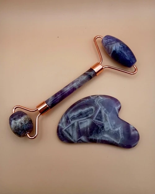Coffret Bien-Être – Face Roller & Gua Sha en Améthyste