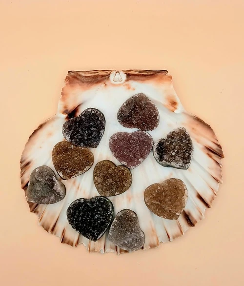 Galet Cœur Améthyste Rainbow – Brute