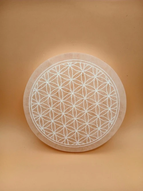 Palet en Sélénite – Gravure Fleur de Vie