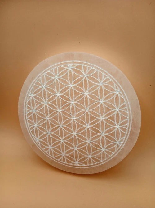 Palet en Sélénite – Gravure Fleur de Vie