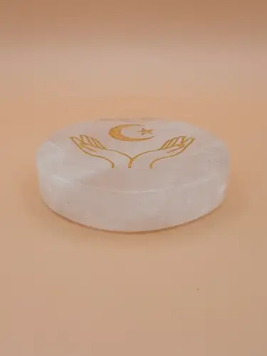 Palet en Cristal de Roche Gravé – Mains & Lune