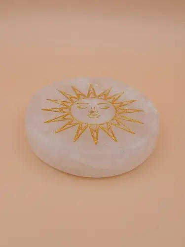 Palet en Cristal de Roche Gravé – Soleil