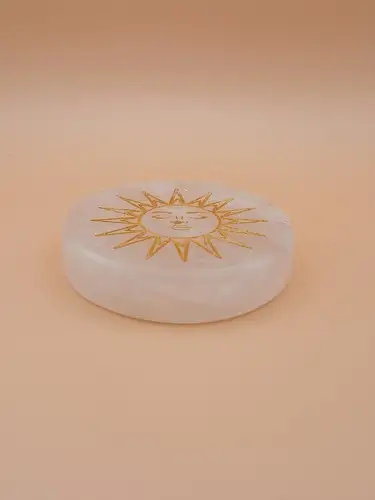 Palet en Cristal de Roche Gravé – Soleil