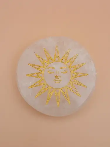 Palet en Cristal de Roche Gravé – Soleil