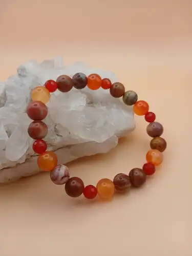 Bracelet en Cornaline & Agate Crazy Lace – Énergie et Joie de vivre