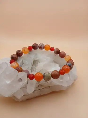 Bracelet en Cornaline & Agate Crazy Lace – Énergie et Joie de vivre