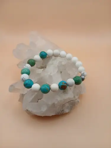 Bracelet en Pierre du Tibet & Howlite Blanche – Protection et Sérénité