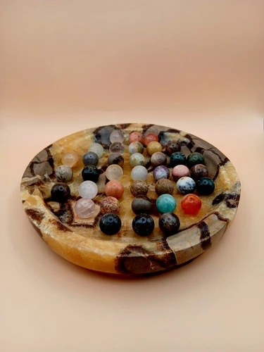 Jeu de Solitaire en Septaria et Pierres Naturelles