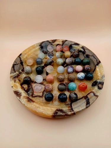 Jeu de Solitaire en Septaria et Pierres Naturelles