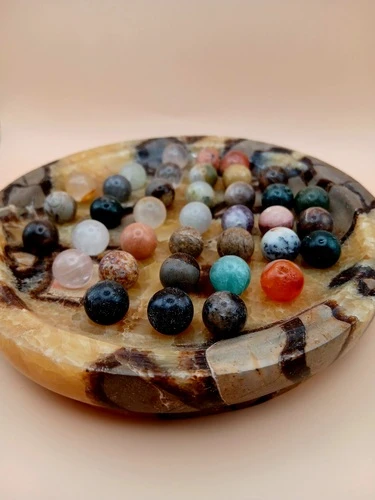 Jeu de Solitaire en Septaria et Pierres Naturelles