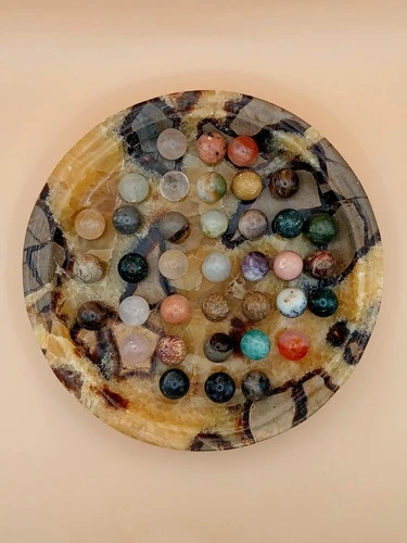 Jeu de Solitaire en Septaria et Pierres Naturelles