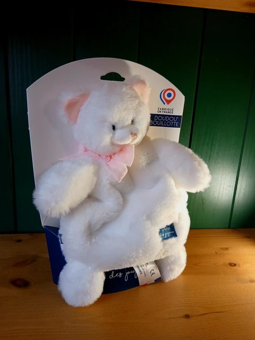 Doudou Bouillote Déhoussable Mailou – Chat blanc