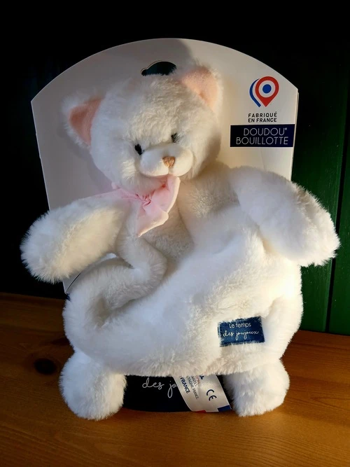 Doudou Bouillote Déhoussable Mailou – Chat blanc