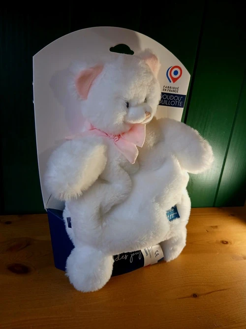 Doudou Bouillote Déhoussable Mailou – Chat blanc