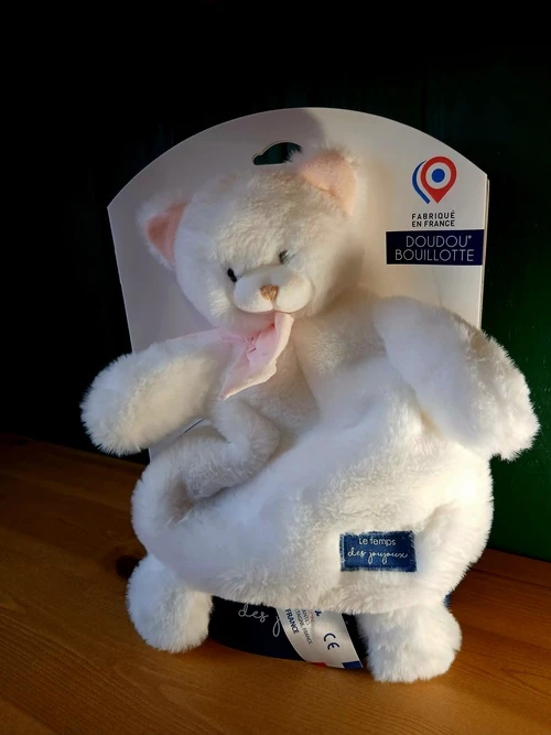 Doudou Bouillote Déhoussable Mailou – Chat blanc