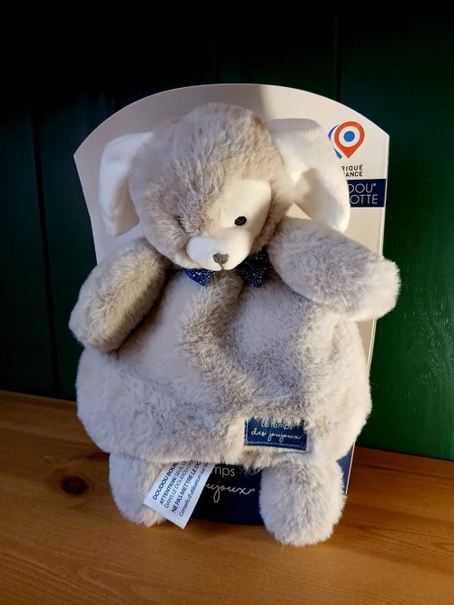 Doudou Bouillote Déhoussable Mailou – Chien Gris et Blanc