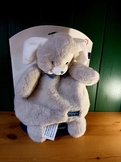 Doudou Bouillote Déhoussable Mailou – Chien Gris et Blanc