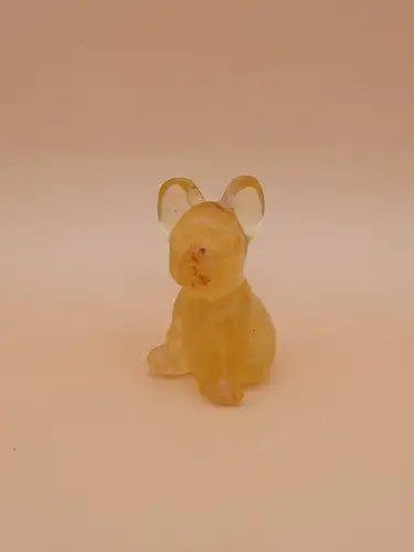 Petit Bouledogue en Fluorine Jaune – 4 cm (Qualité AA+)