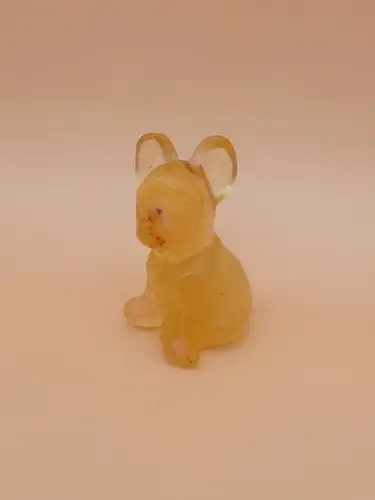 Petit Bouledogue en Fluorine Jaune – 4 cm (Qualité AA+)