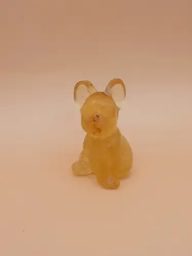 Petit Bouledogue en Fluorine Jaune – 4 cm (Qualité AA+)