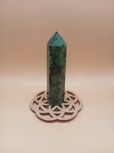 Pointe en Rubis Zoïsite – Qualité AA sur Fleur de Vie