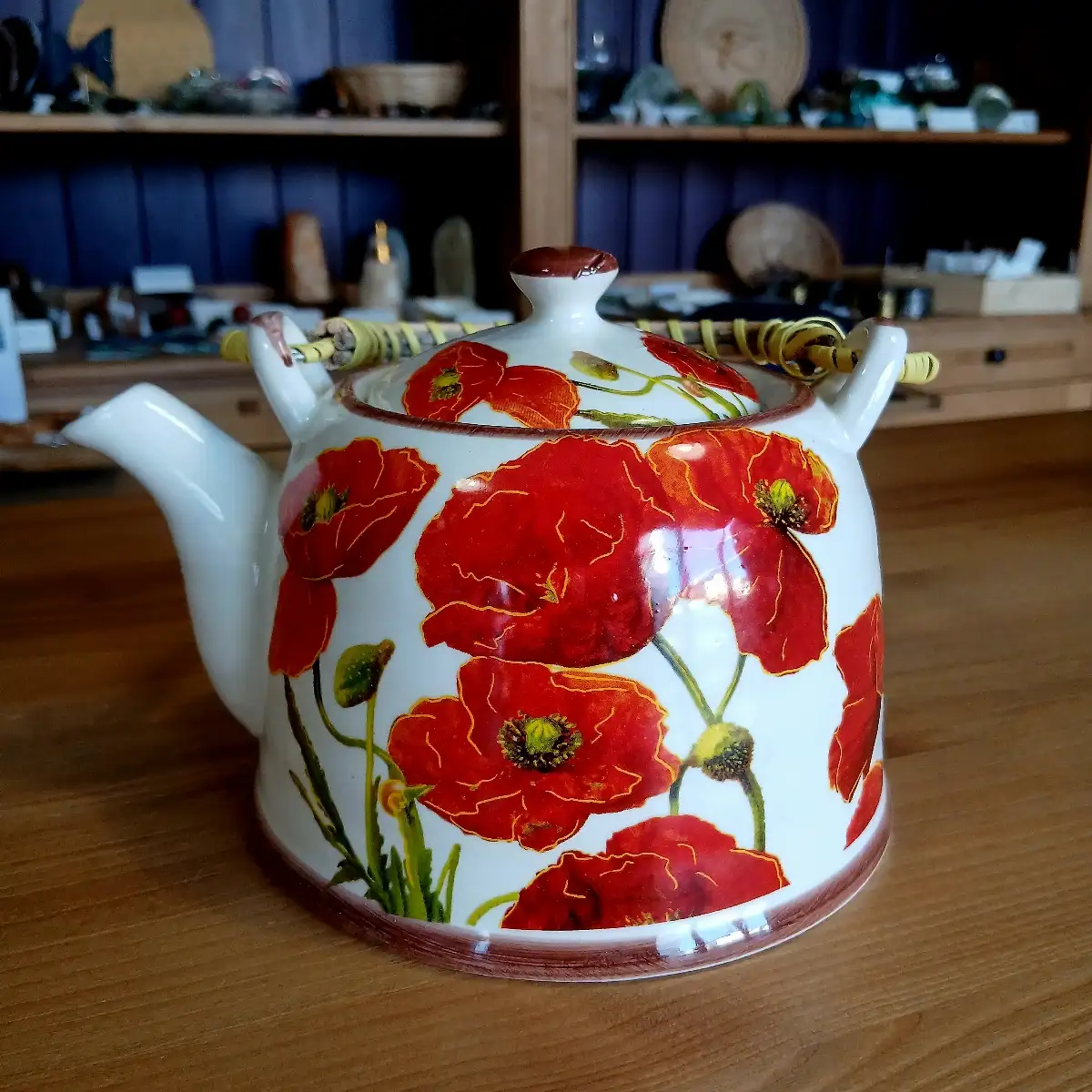 Théière en céramique – Coquelicots rouges