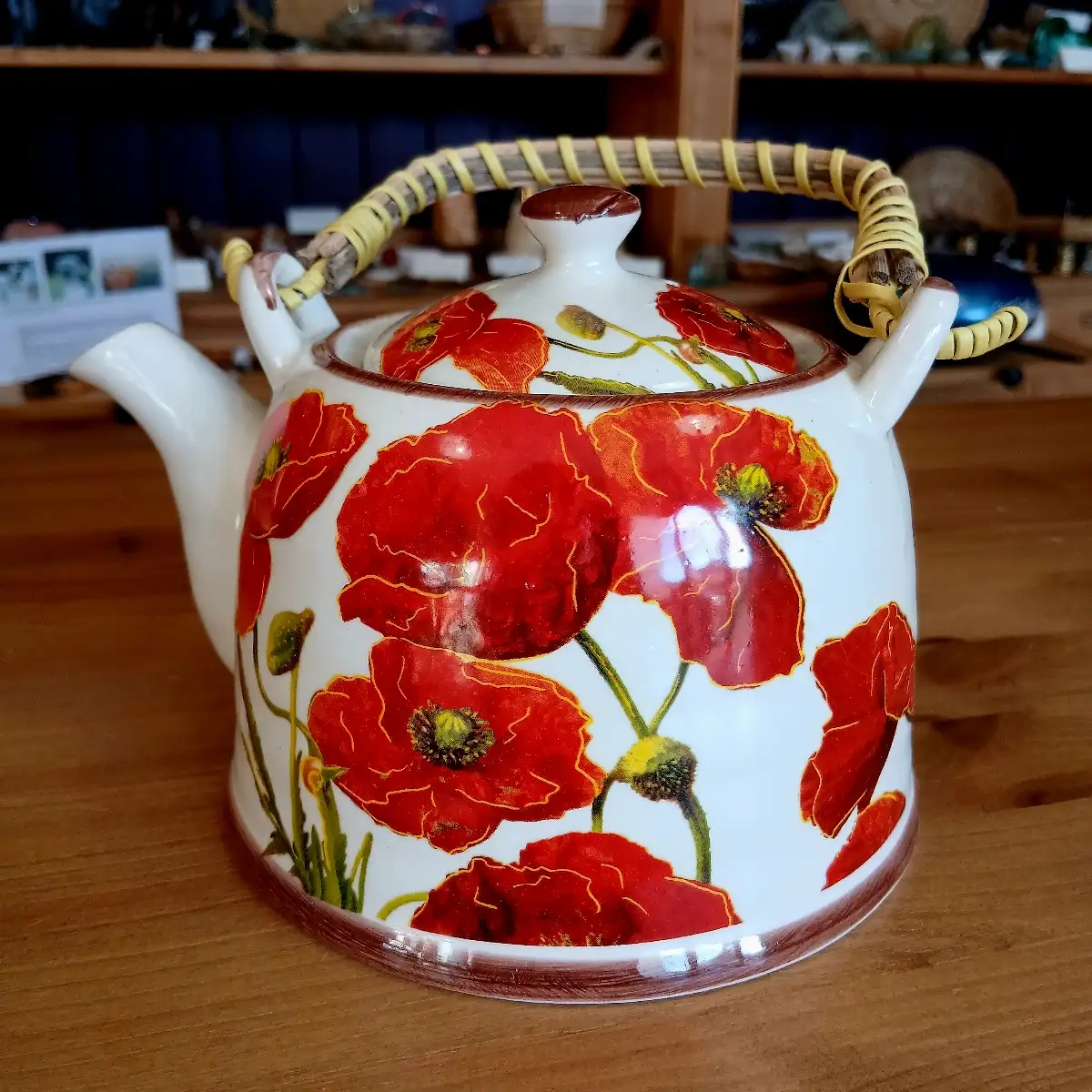 Théière en céramique – Coquelicots rouges