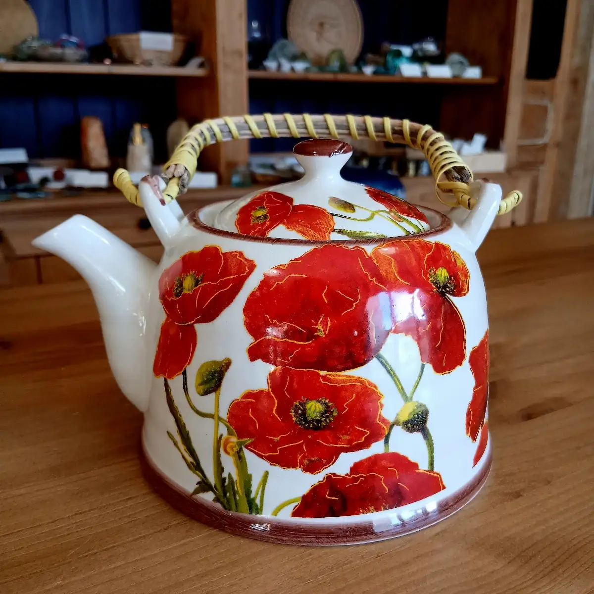 Théière en céramique – Coquelicots rouges