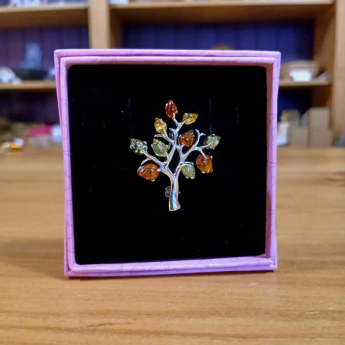 Broche Arbre de vie en Ambre