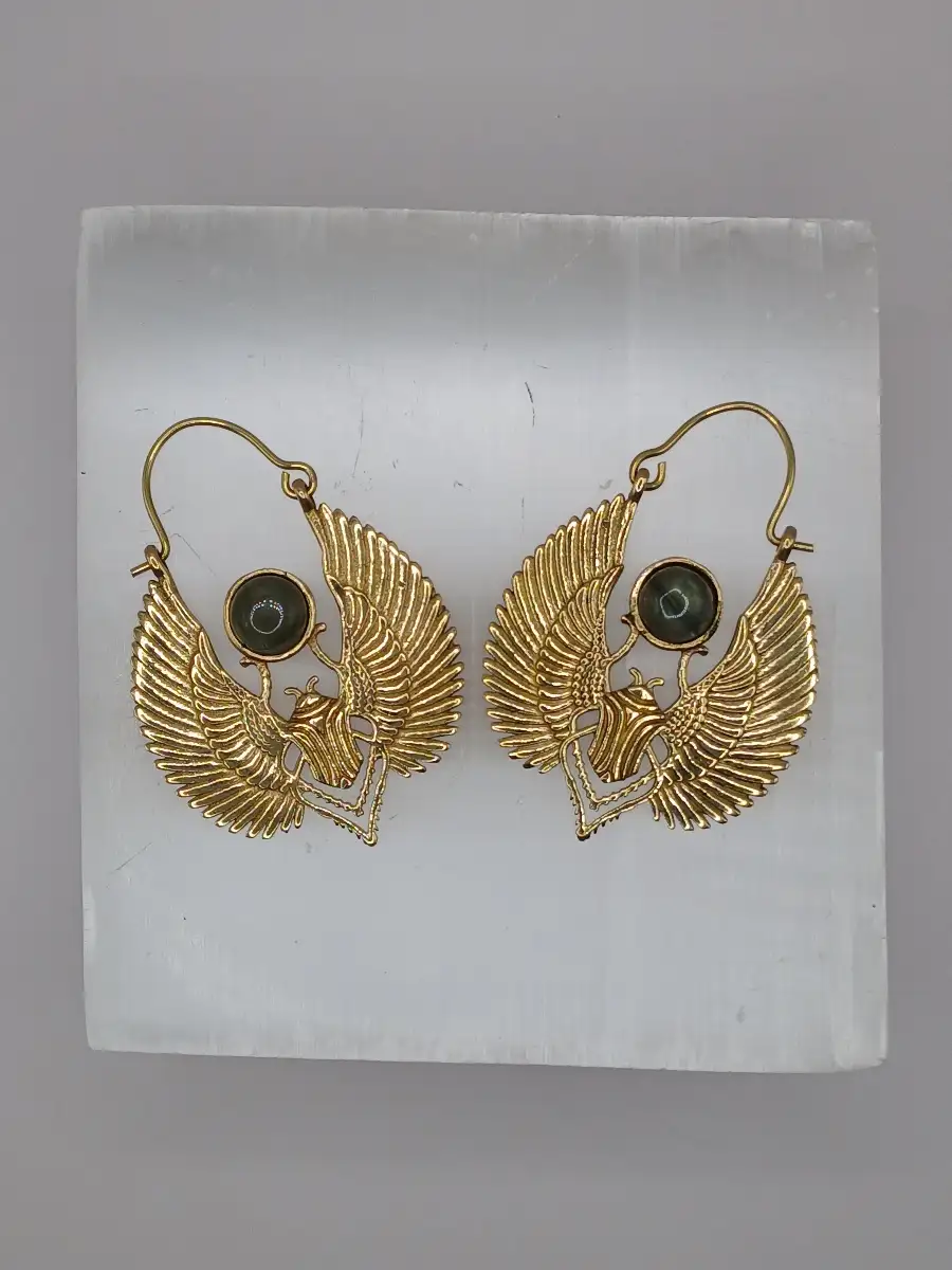 ✨ Boucles d’oreilles plaqué or & Labradorite – Protection & éclat mystique