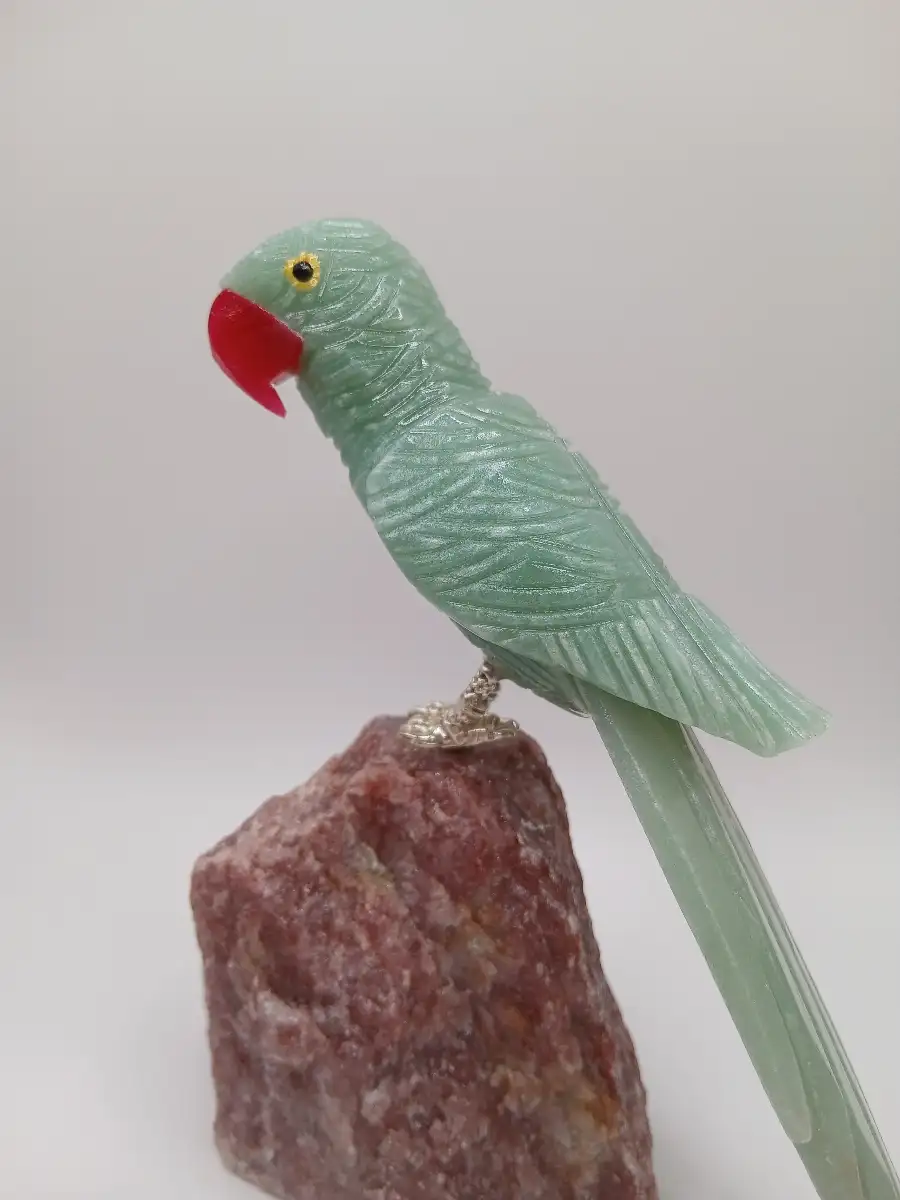 ? Perruche en Aventurine verte – Chance & harmonie du cœur