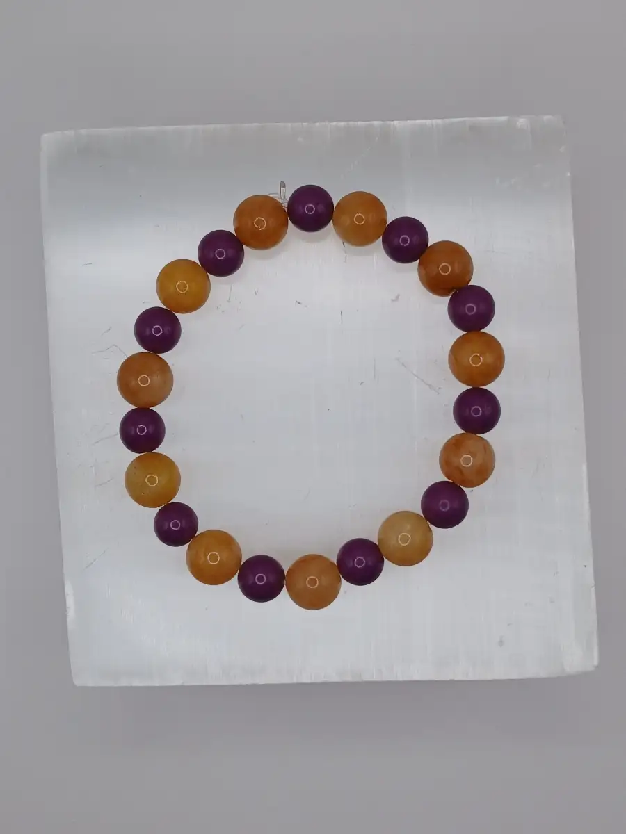 Bracelet Aventurine jaune & Lépidolite  Joie & apaisement émotionnel