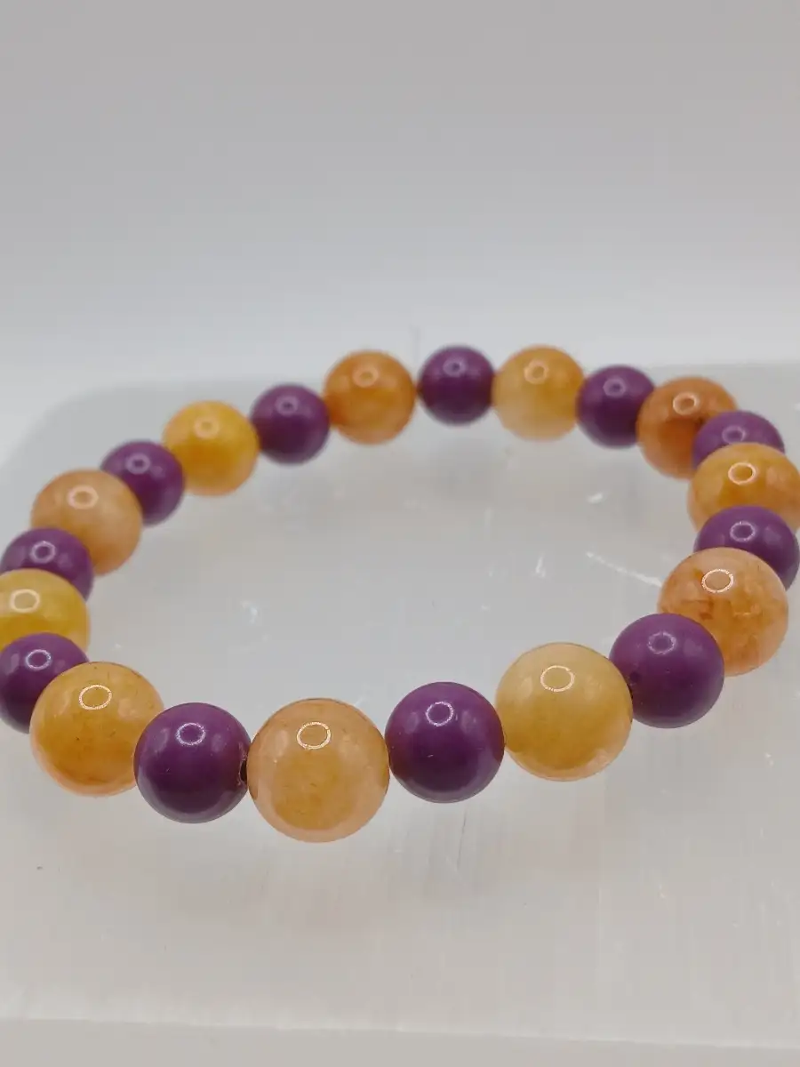 Bracelet Aventurine jaune & Lépidolite  Joie & apaisement émotionnel