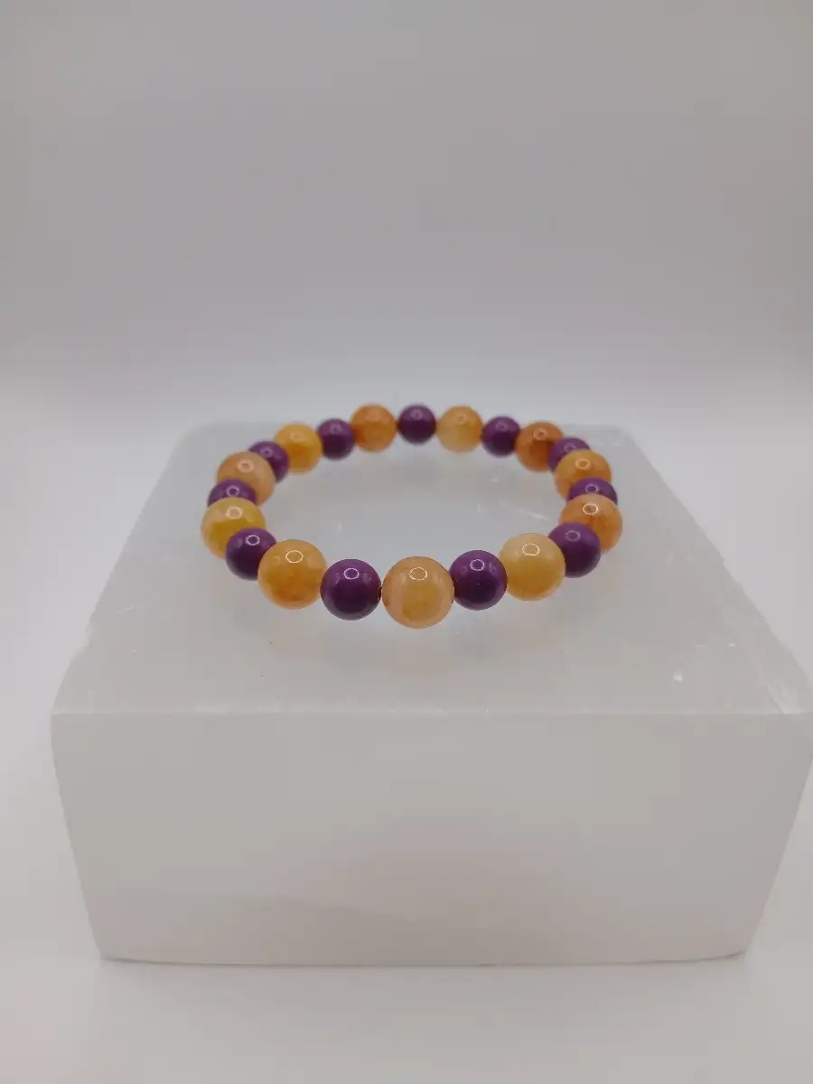Bracelet Aventurine jaune & Lépidolite  Joie & apaisement émotionnel