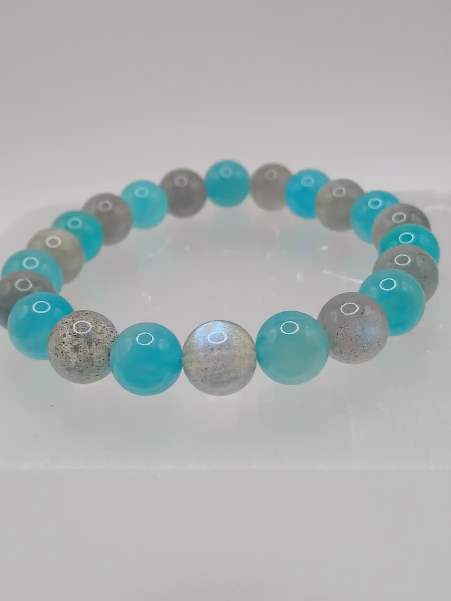 ? Bracelet Labradorite & Amazonite  Protection & sérénité