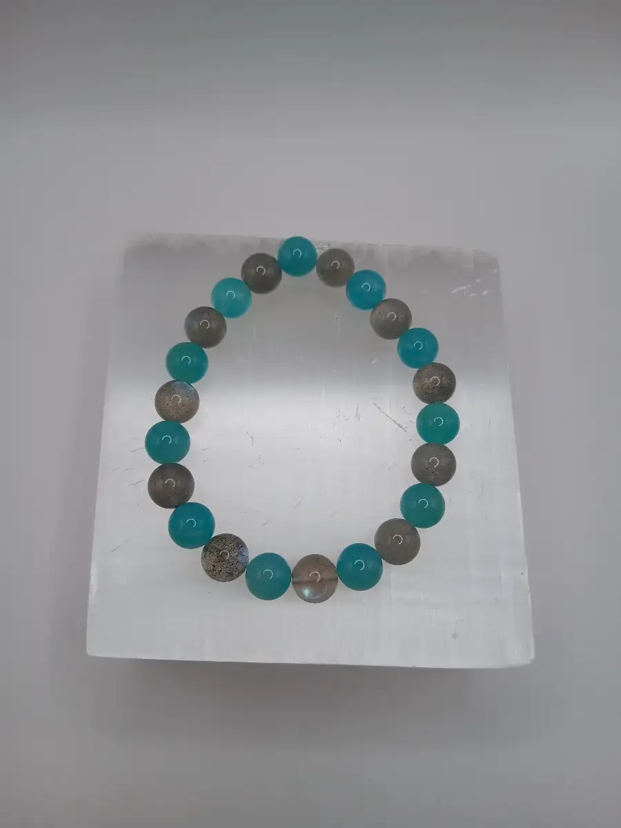 ? Bracelet Labradorite & Amazonite  Protection & sérénité