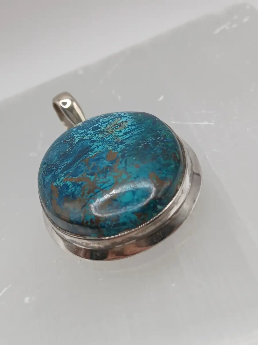 ? Pendentif Apatite Bleue – Argent 925 (Chaîne incluse)  Expression & clarté