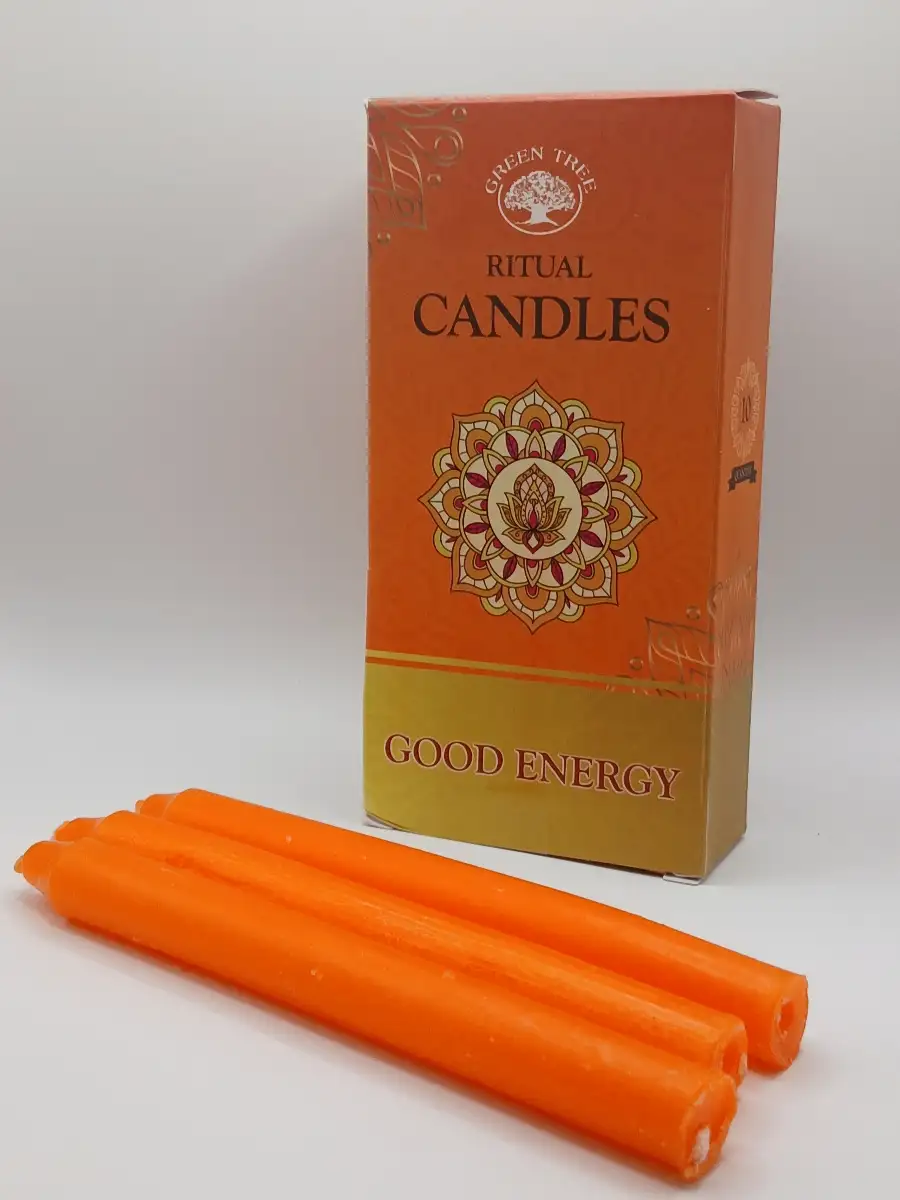 Bougies Rituel "Good Energy" – Orange - Teintées dans la masse – Paquet de 10