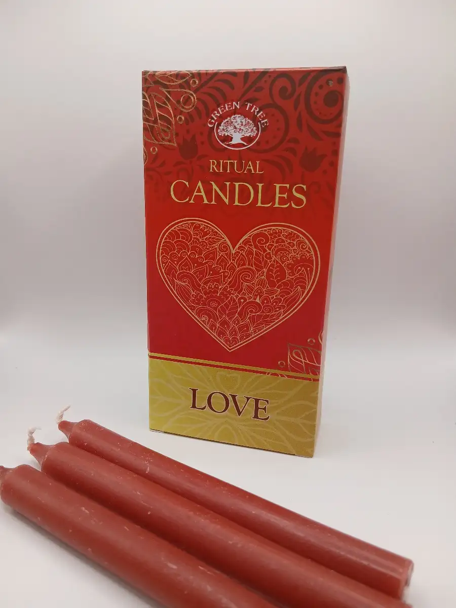 Bougies Rituel "Love" – Rouges -Teintées dans la masse – Paquet de 10