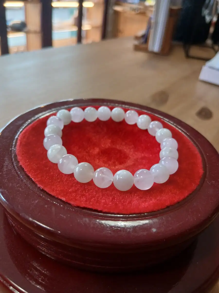 Bracelet Pierre de Lune & Quartz Rose - Création artisanale – Fabriqué en boutique