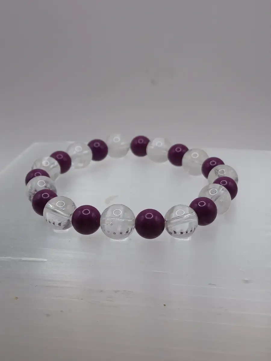 Bracelet Cristal de roche & Lépidolite – Apaisement & clarté copie