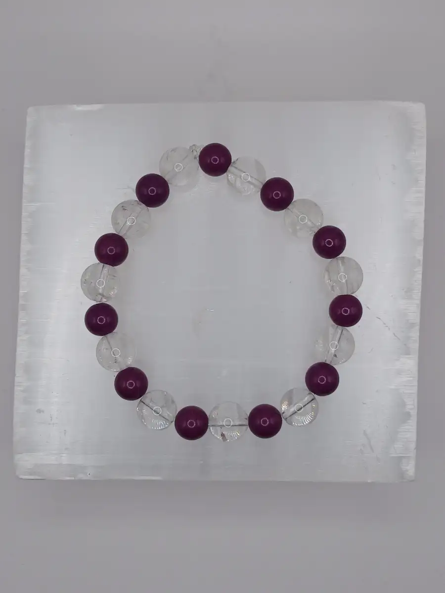 Bracelet Cristal de roche & Lépidolite – Apaisement & clarté copie