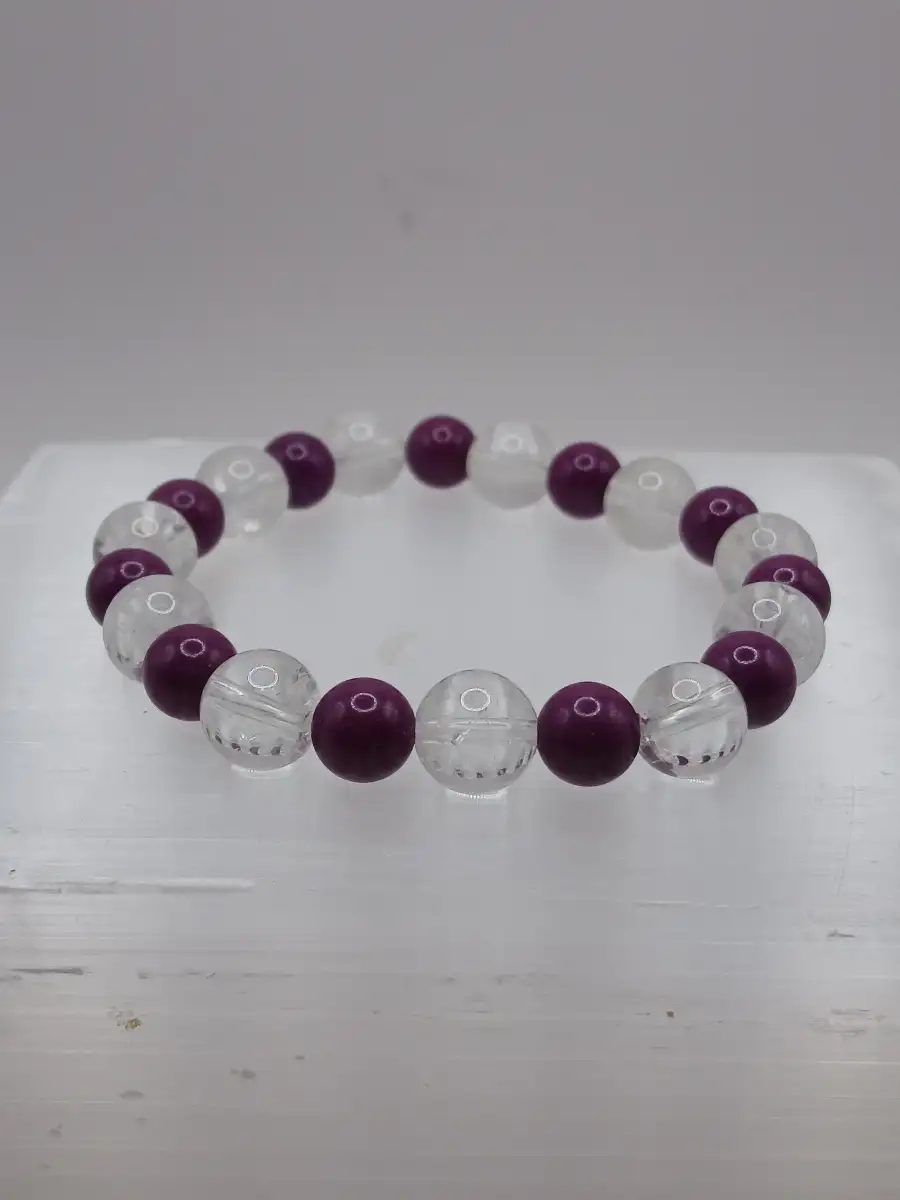 Bracelet Cristal de roche & Lépidolite – Apaisement & clarté copie