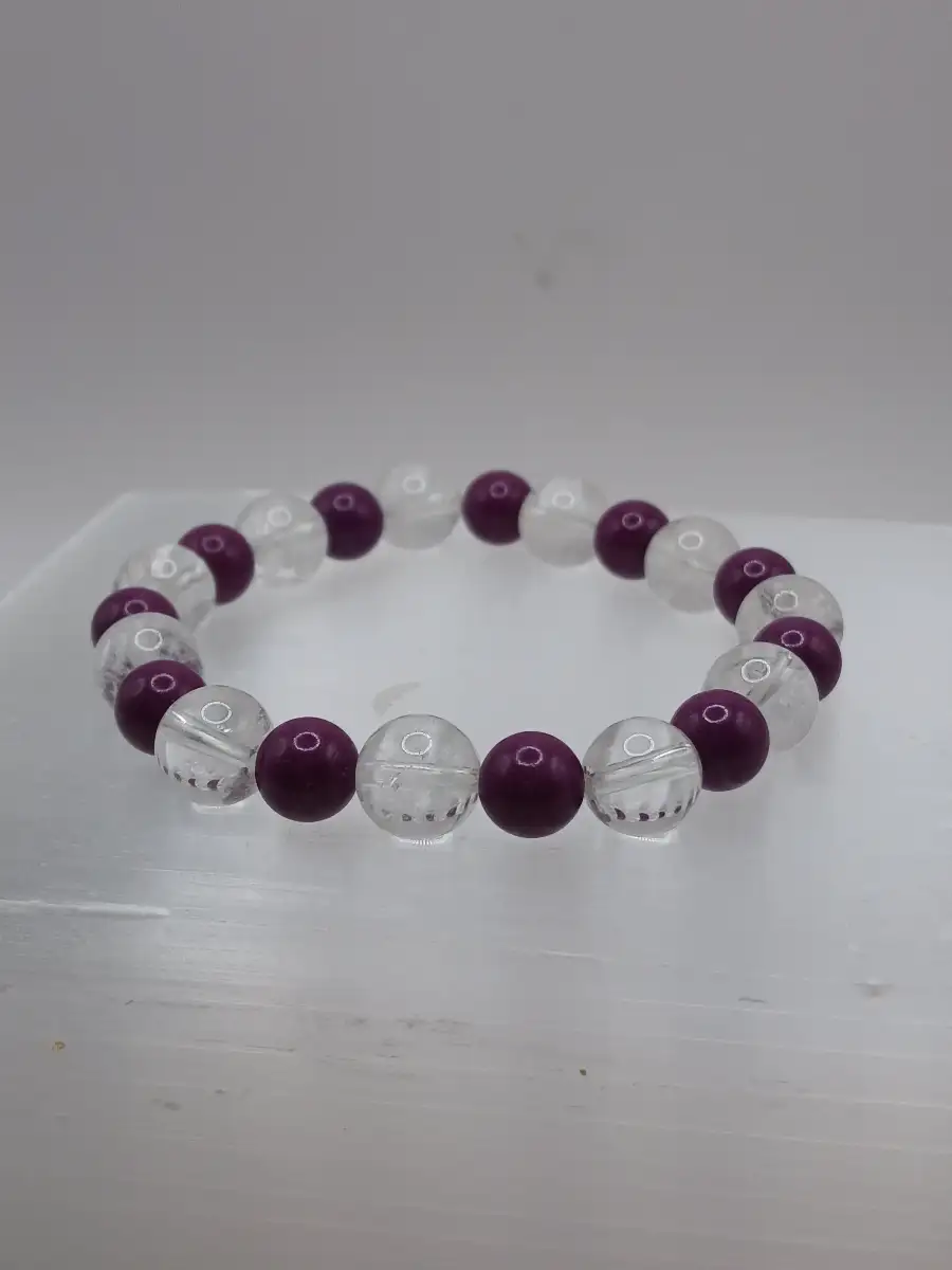 Bracelet Cristal de roche & Lépidolite – Apaisement & clarté copie
