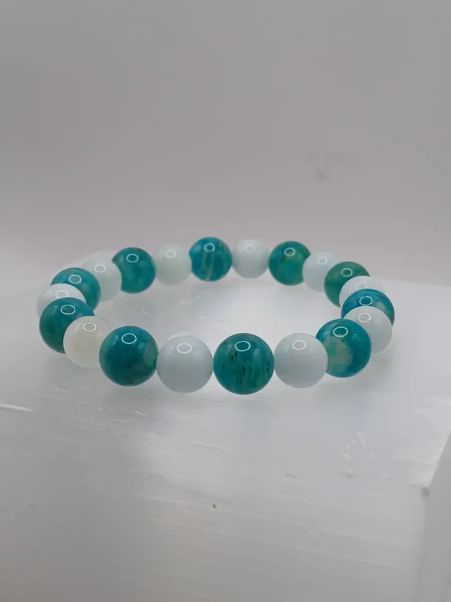 Bracelet Opalite & Apatite bleue – Clarté & expression